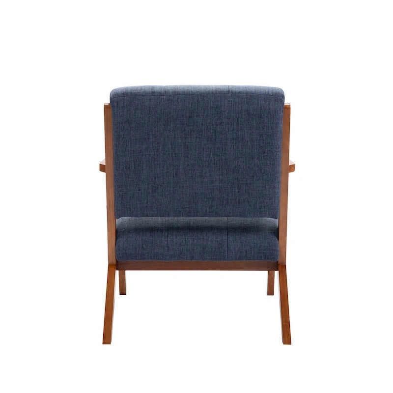 Fauteuil d'appoint capitonné (avec pieds et accoudoirs en bois)