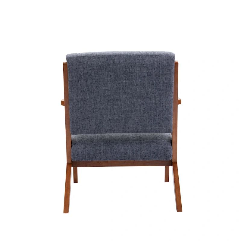 Fauteuil d'appoint capitonné (avec pieds et accoudoirs en bois)
