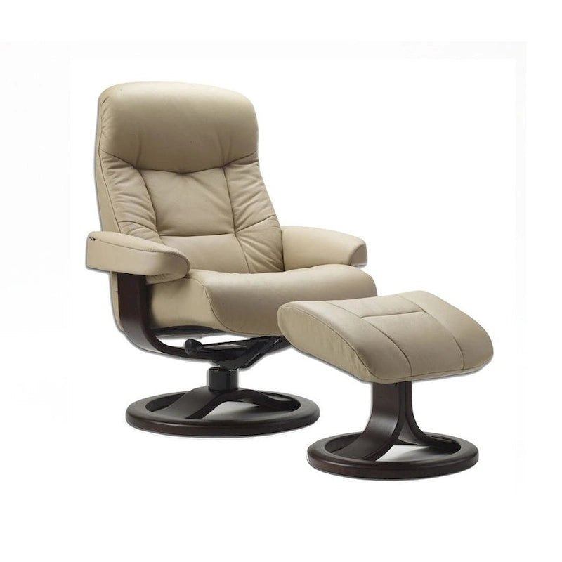 Fauteuil inclinable et ottoman en cuir