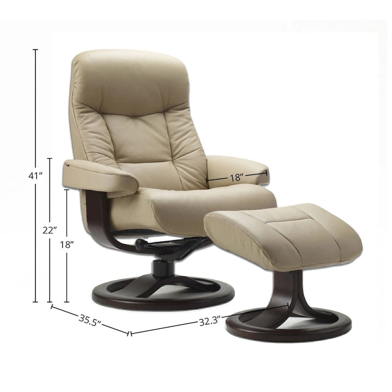 Fauteuil inclinable et ottoman en cuir