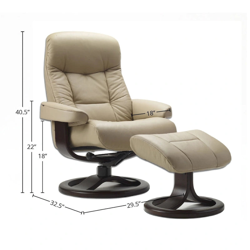 Fauteuil inclinable et ottoman en cuir