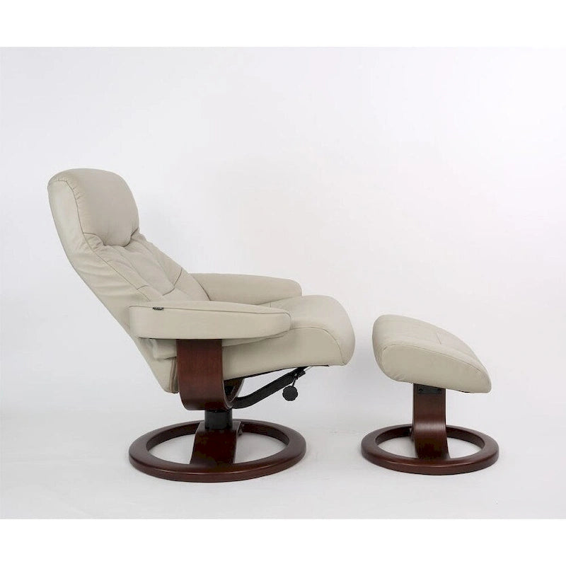Fauteuil inclinable et ottoman en cuir
