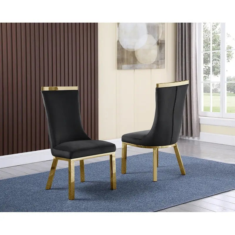 Chaises de salle à manger en acier inoxydable doré (lot de 2)