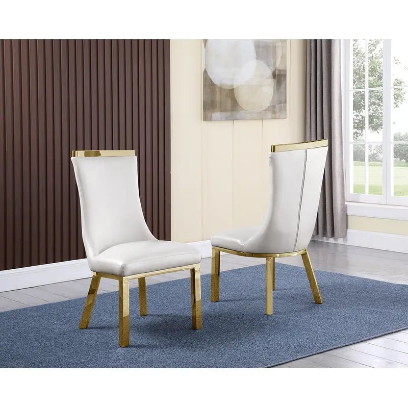 Chaises de salle à manger en acier inoxydable doré (lot de 2)