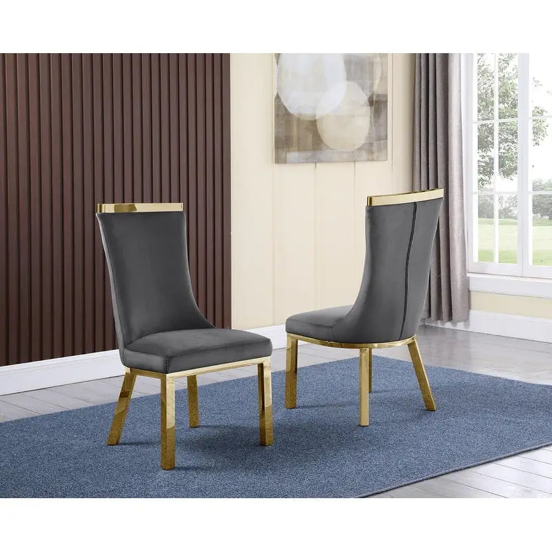 Chaises de salle à manger en acier inoxydable doré (lot de 2)