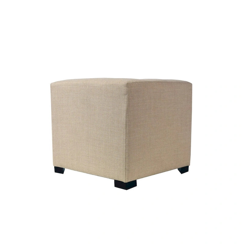 Pouf carré capitonné à 4 boutons de couleur unie