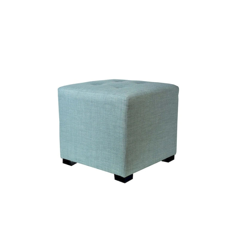 Pouf carré capitonné à 4 boutons de couleur unie