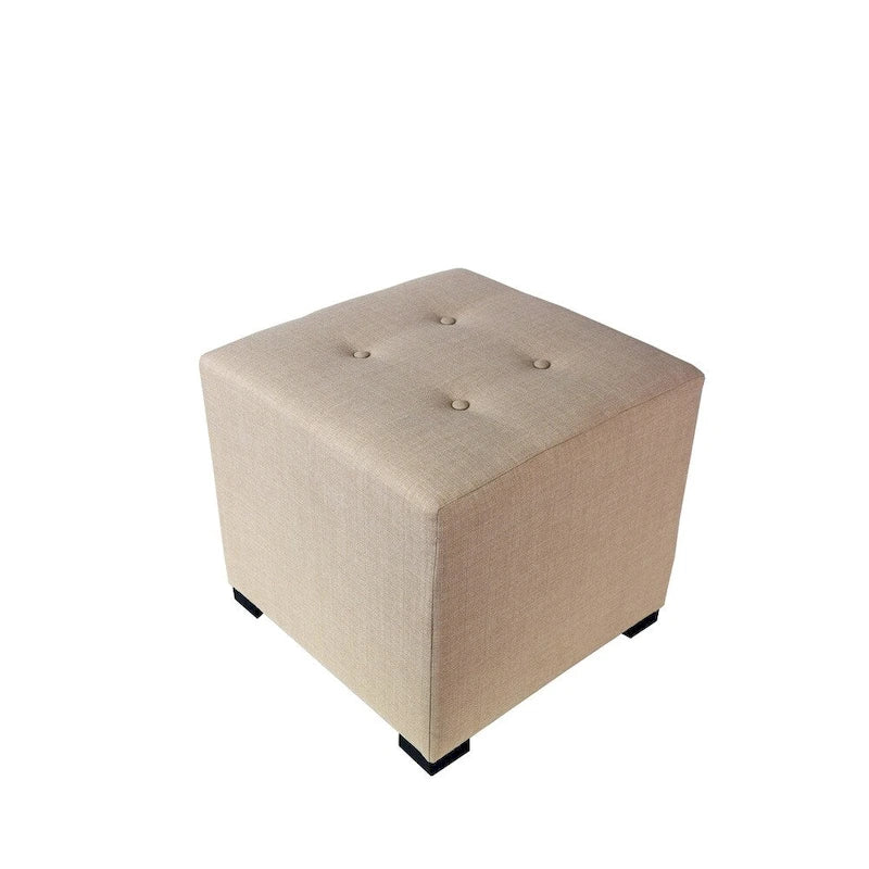 Pouf carré capitonné à 4 boutons de couleur unie