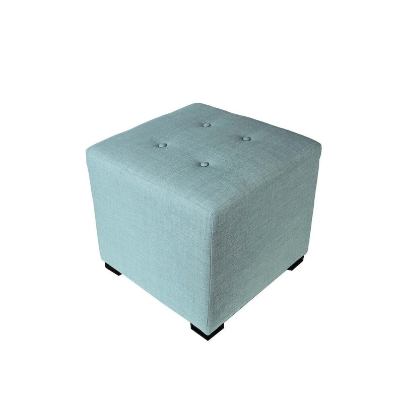 Pouf carré capitonné à 4 boutons de couleur unie