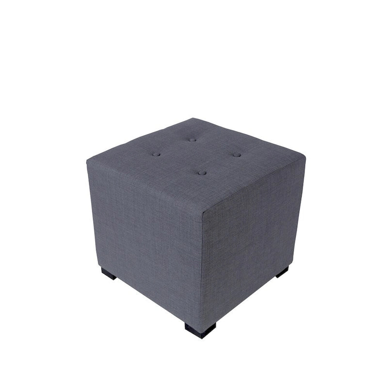 Pouf carré capitonné à 4 boutons de couleur unie