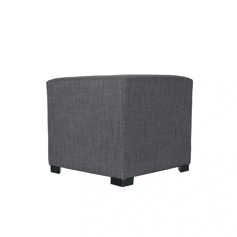 Pouf carré capitonné à 4 boutons de couleur unie