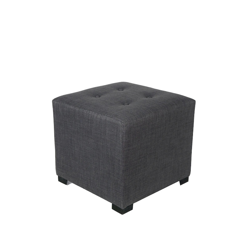 Pouf carré capitonné à 4 boutons de couleur unie