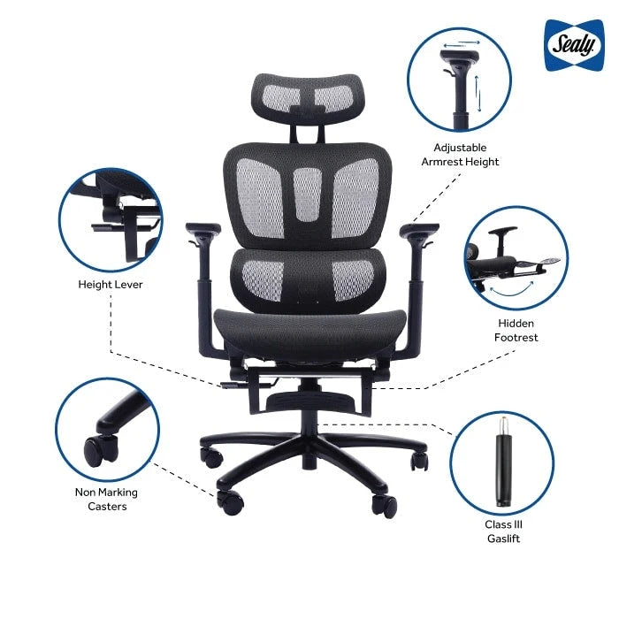 Chaise de bureau ergonomique en maille à dossier haut