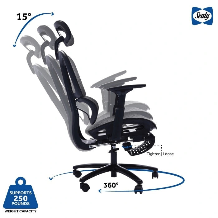 Chaise de bureau ergonomique en maille à dossier haut