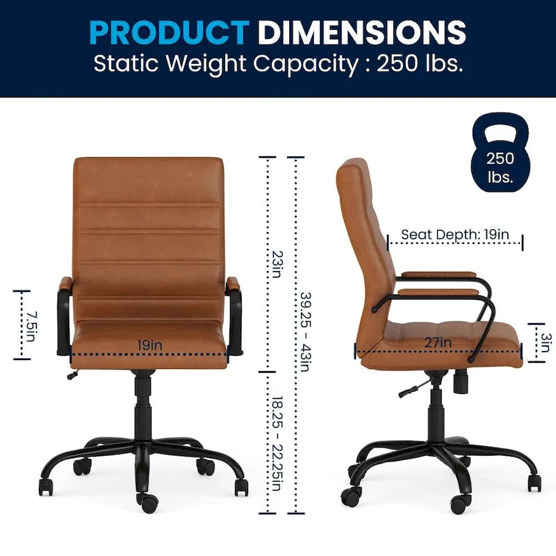 Fauteuil de bureau pivotant de direction (avec piètement chromé)