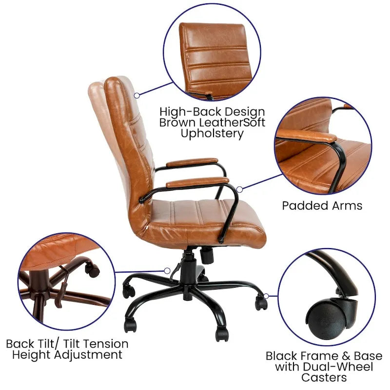 Fauteuil de bureau pivotant de direction (avec piètement chromé)