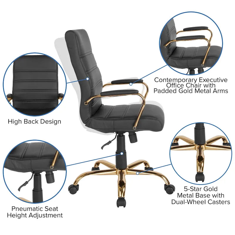 Fauteuil de bureau pivotant de direction (avec piètement chromé)