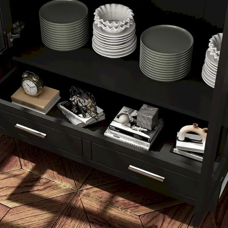 Bibliothèque Blanche avec Portes en Verre Vitrine Étagère de Rangement - 70.9H x 36.2W