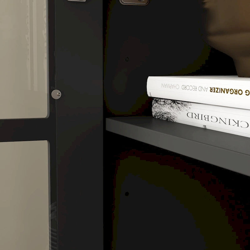Bibliothèque Blanche avec Portes en Verre Vitrine Étagère de Rangement - 70.9H x 36.2W