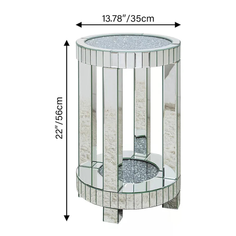 Table d'appoint ronde haute en verre miroir