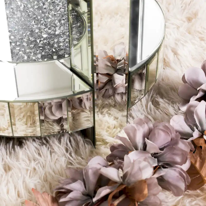 Table d'appoint ronde haute en verre miroir