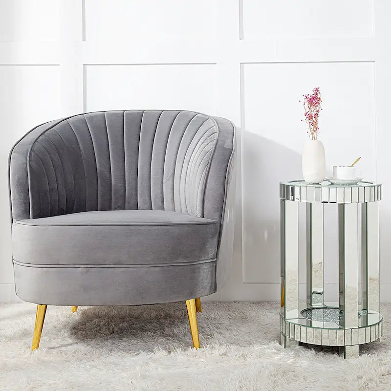 Table d'appoint ronde haute en verre miroir