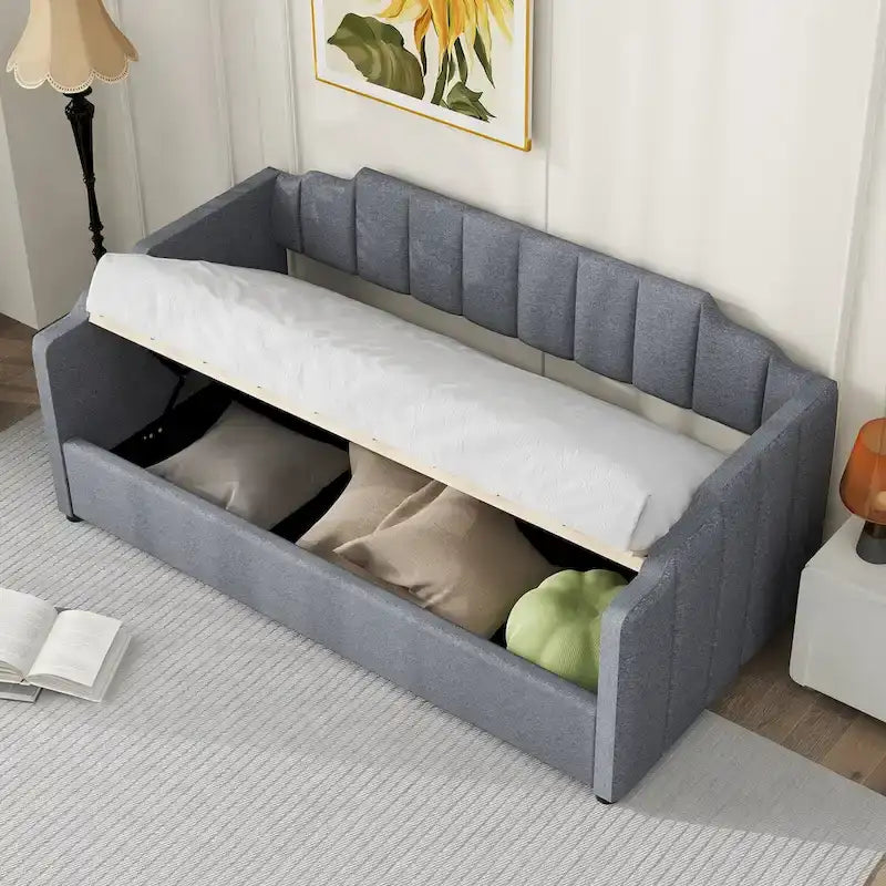 Lit de repos capitonné pour une personne (avec rangement sous le lit)