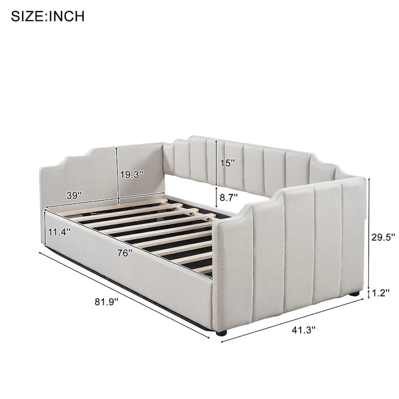 Lit de repos capitonné pour une personne (avec rangement sous le lit)