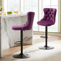 Ensemble de 2 tabourets de bar pivotants et réglables en velours, hauteur comptoir