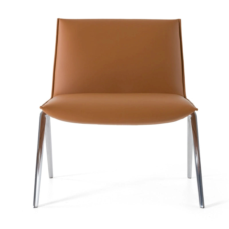 Chaise de bureau moderne en cuir végétalien camel