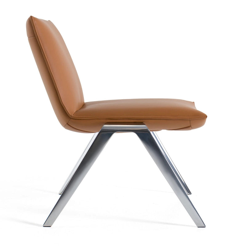 Chaise de bureau moderne en cuir végétalien camel