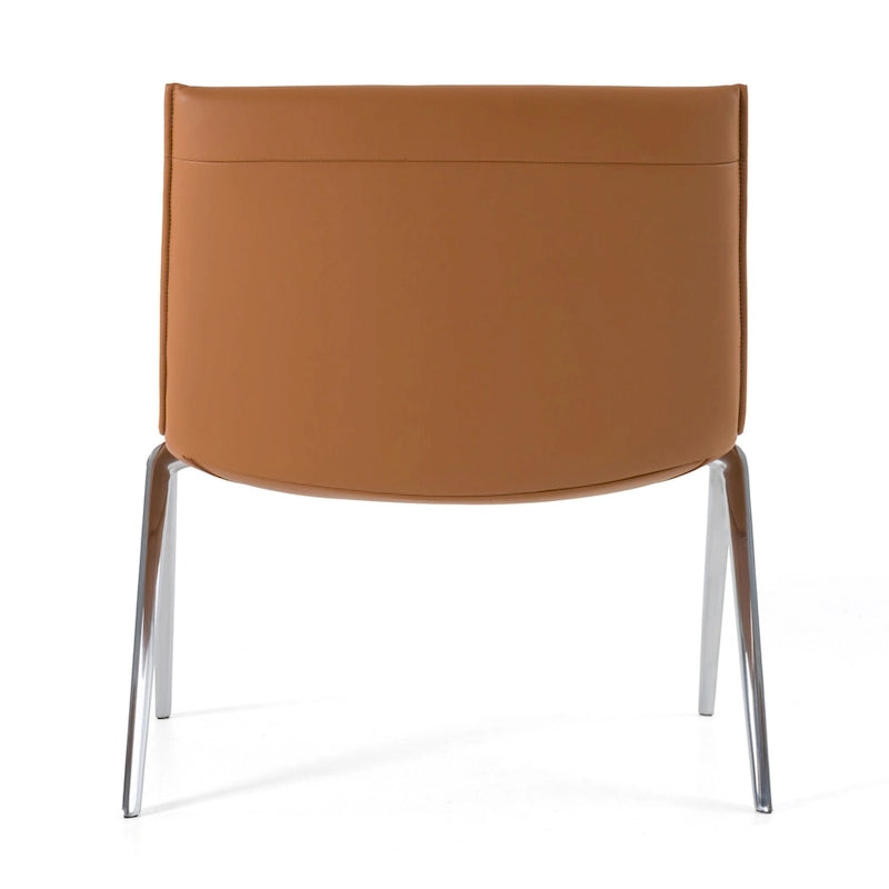 Chaise de bureau moderne en cuir végétalien camel