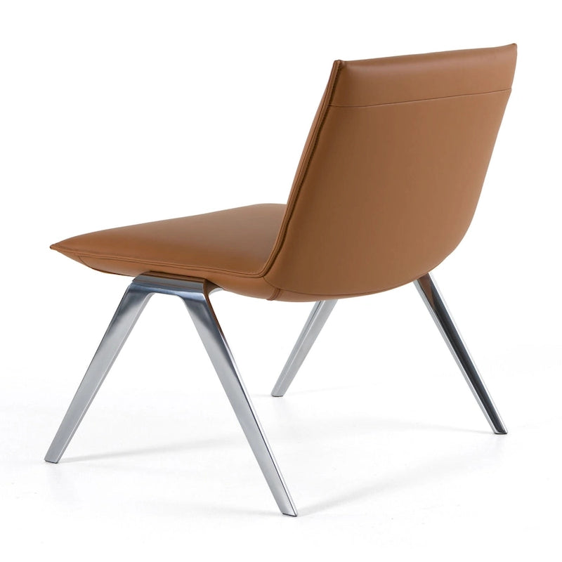 Chaise de bureau moderne en cuir végétalien camel