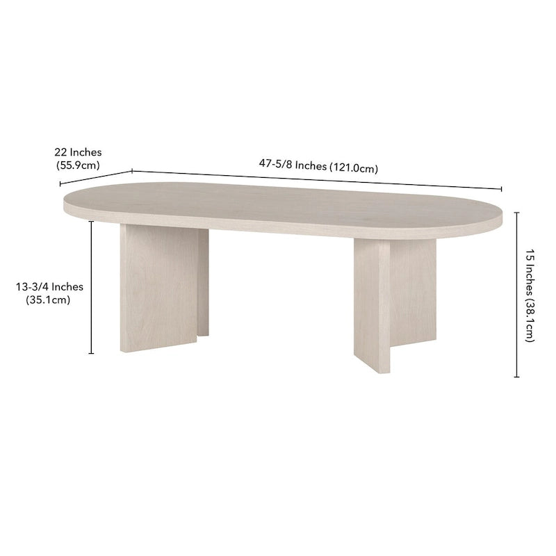Table basse ovale de 48 pouces de large