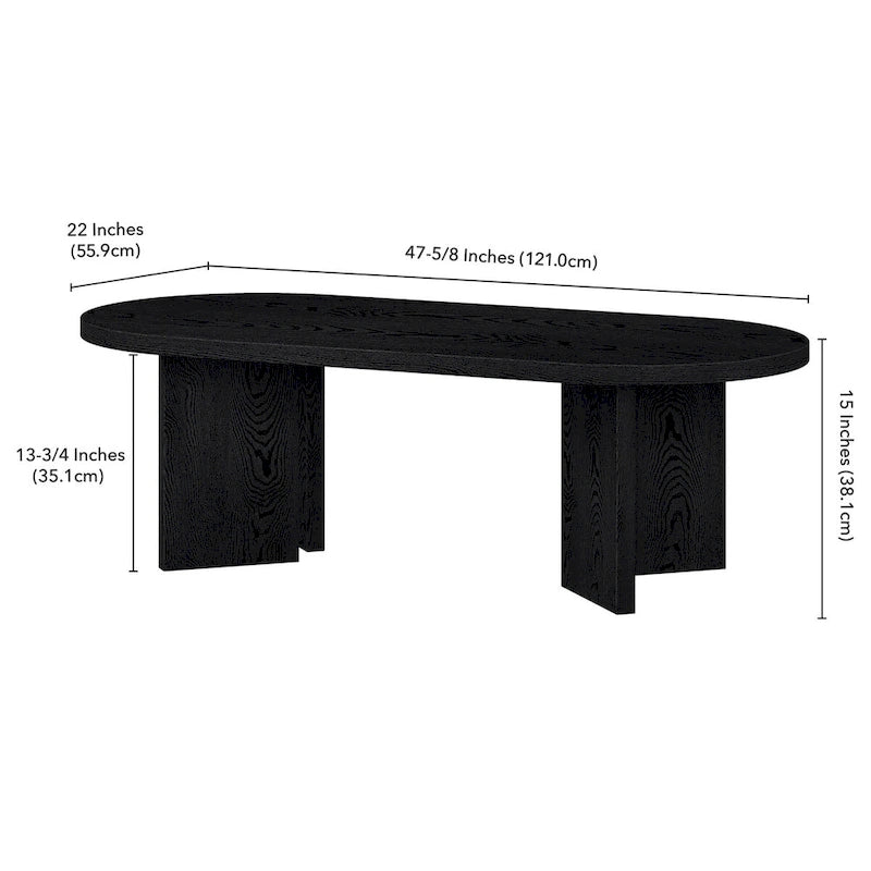 Table basse ovale de 48 pouces de large
