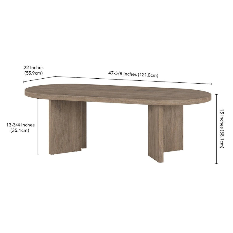 Table basse ovale de 48 pouces de large