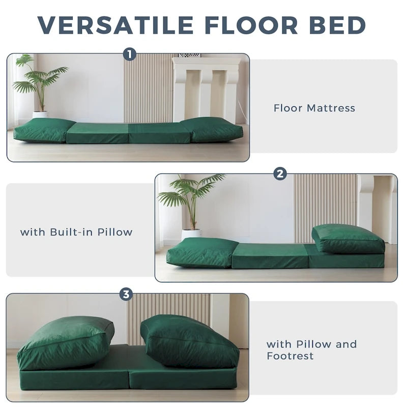 Pouf lit canapé convertible matelas de sol