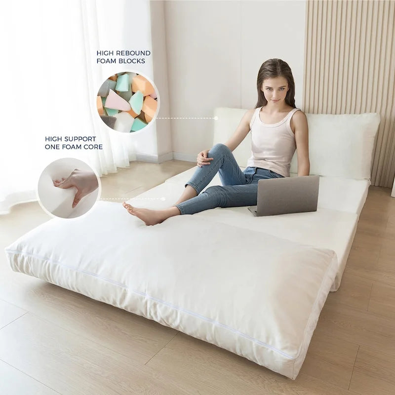 Pouf lit canapé convertible matelas de sol