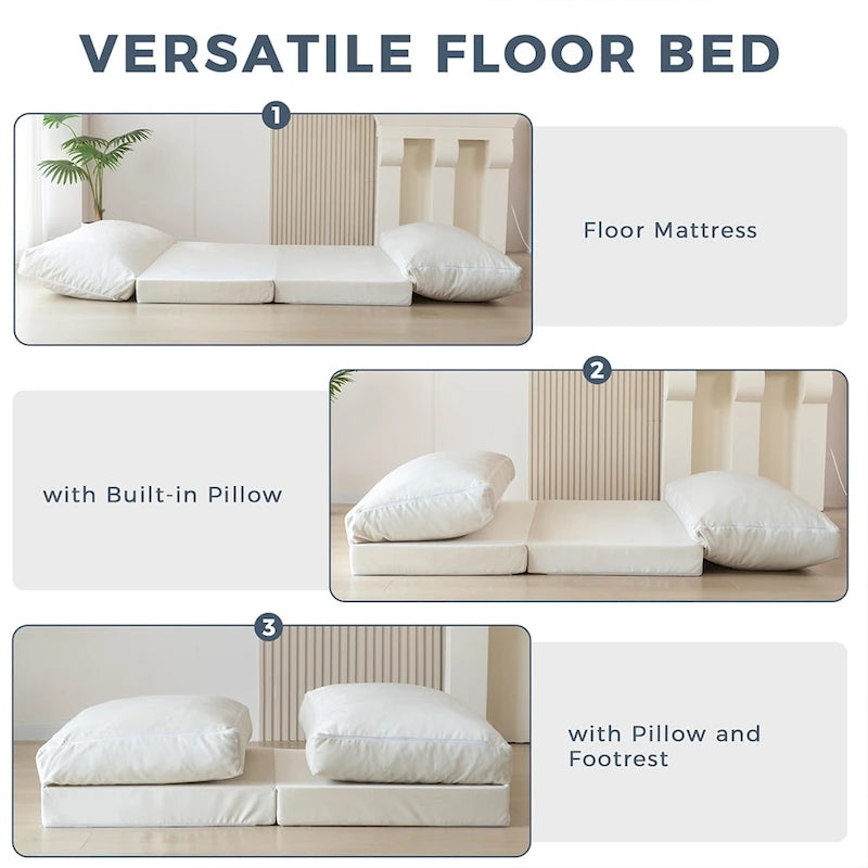 Pouf lit canapé convertible matelas de sol