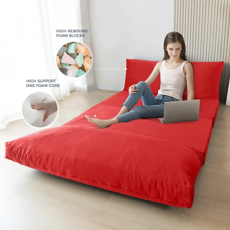 Pouf lit canapé convertible matelas de sol