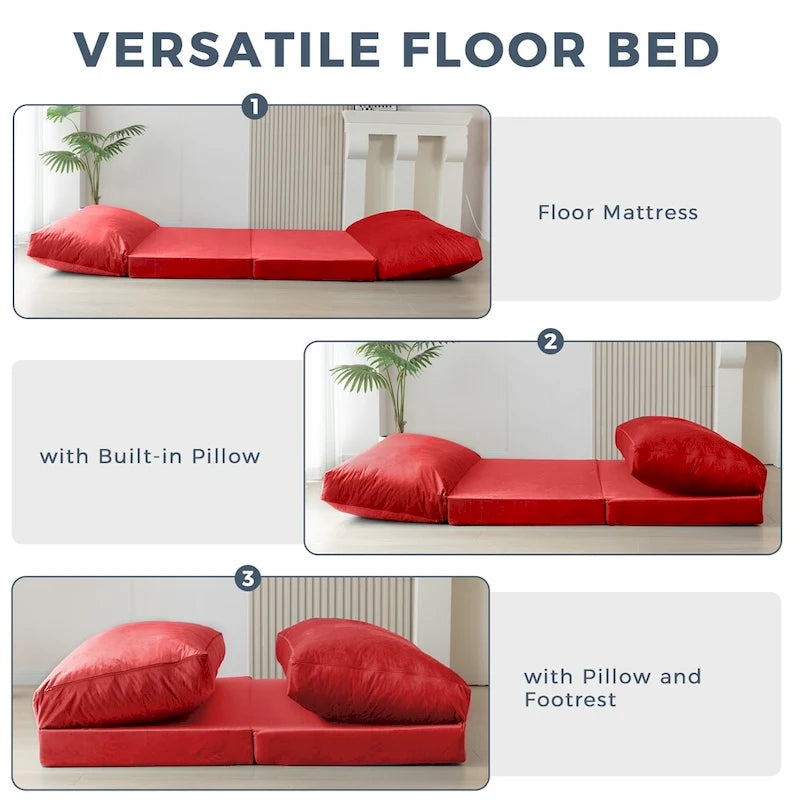 Pouf lit canapé convertible matelas de sol
