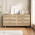 Meuble de rangement d'appoint avec 6 tiroirs en rotin