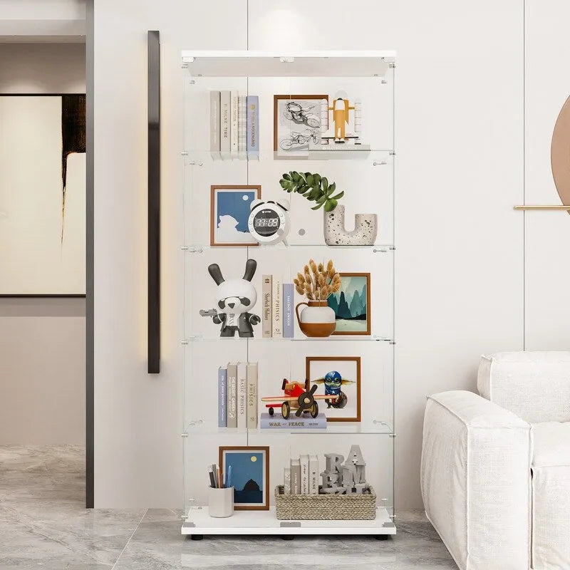 Vitrine en verre à double porte avec 5 étagères