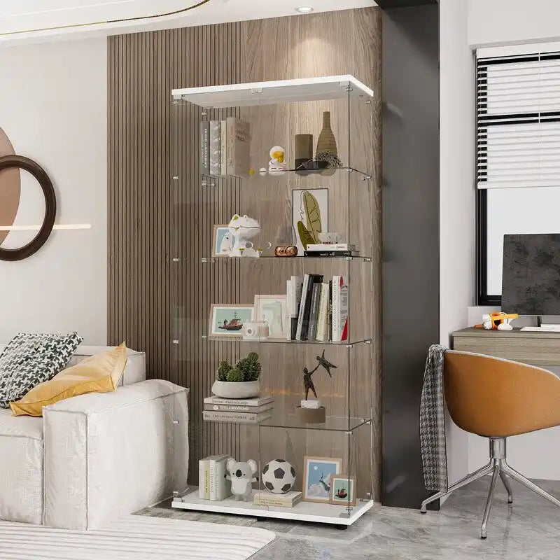 Vitrine en verre à double porte avec 5 étagères