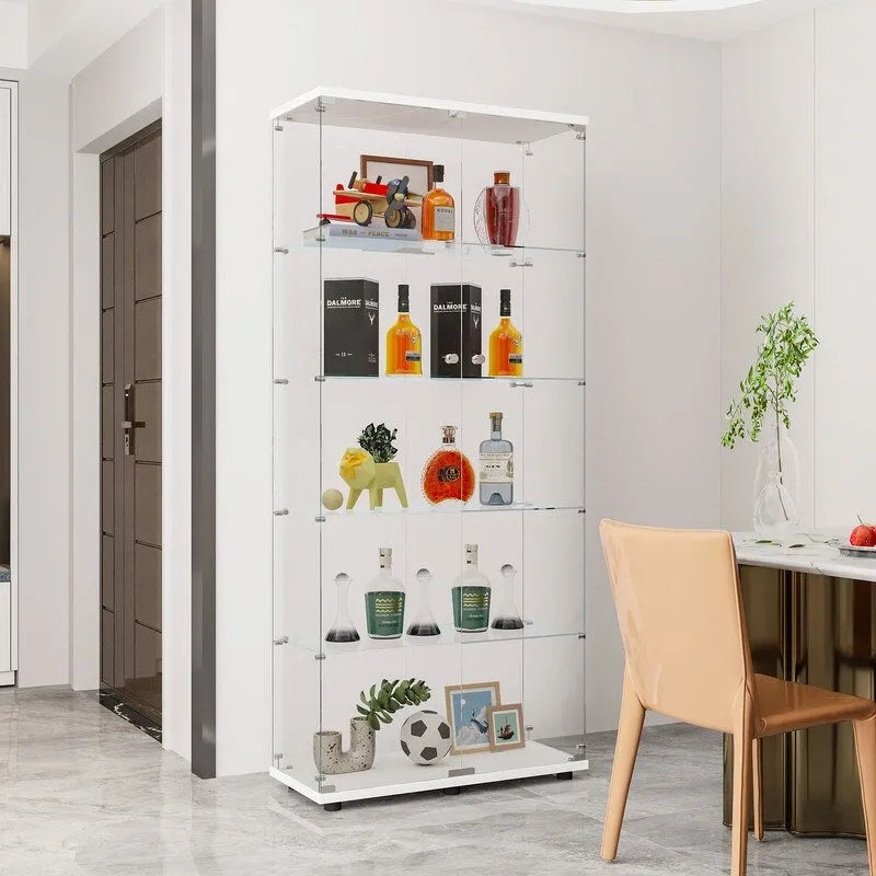Vitrine en verre à double porte avec 5 étagères