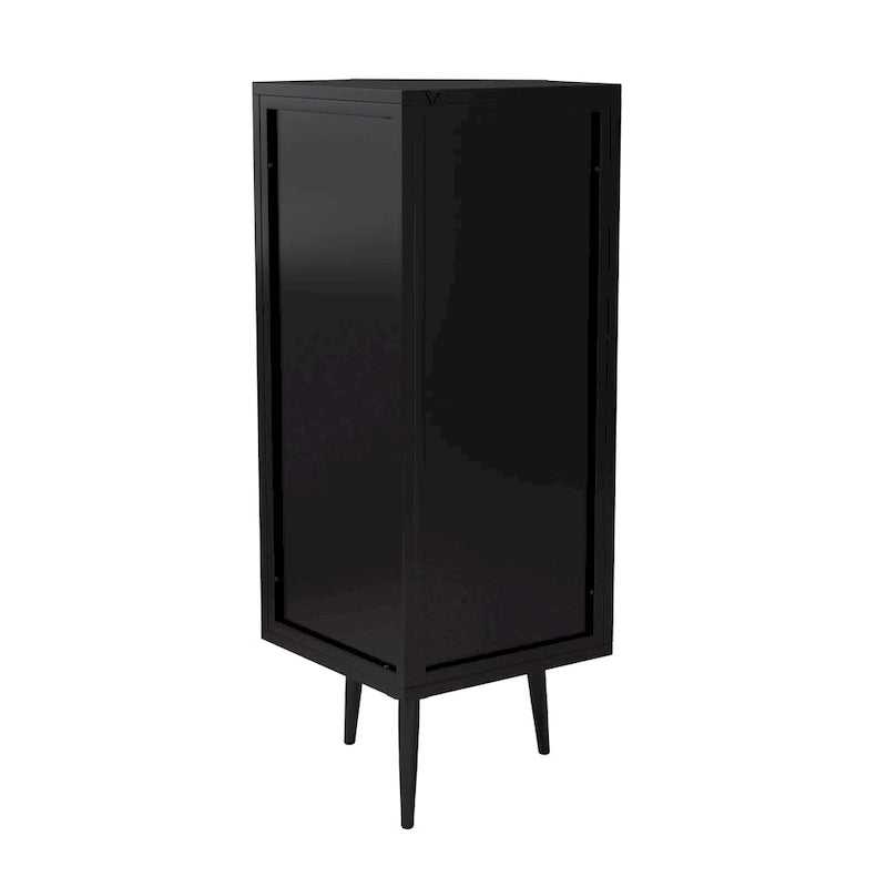 Meuble d'angle à 3 niveaux avec porte vitrée