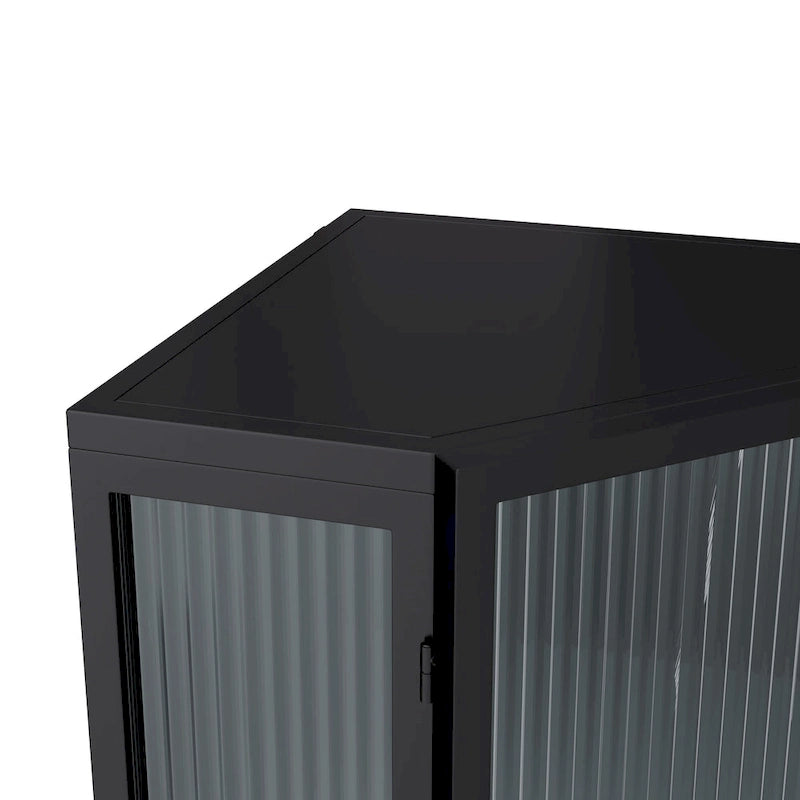 Meuble d'angle à 3 niveaux avec porte vitrée
