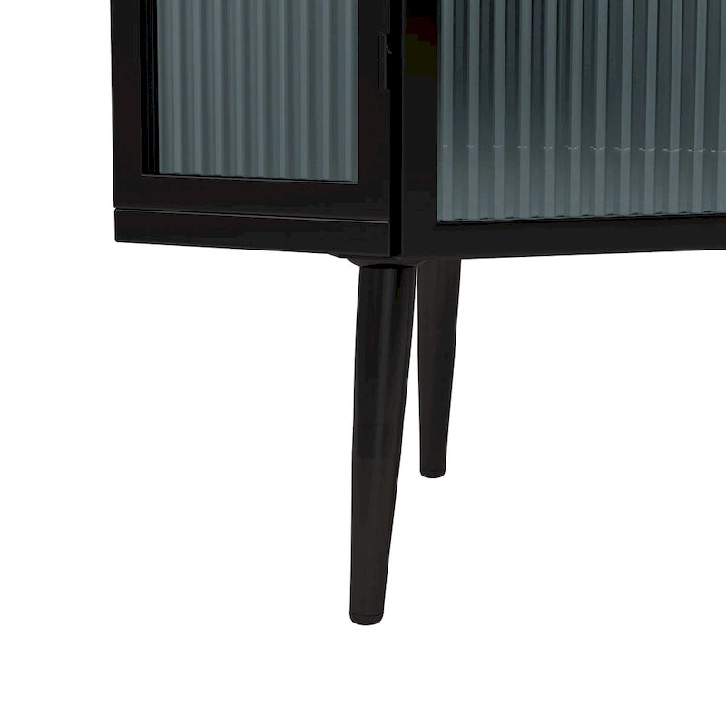 Meuble d'angle à 3 niveaux avec porte vitrée