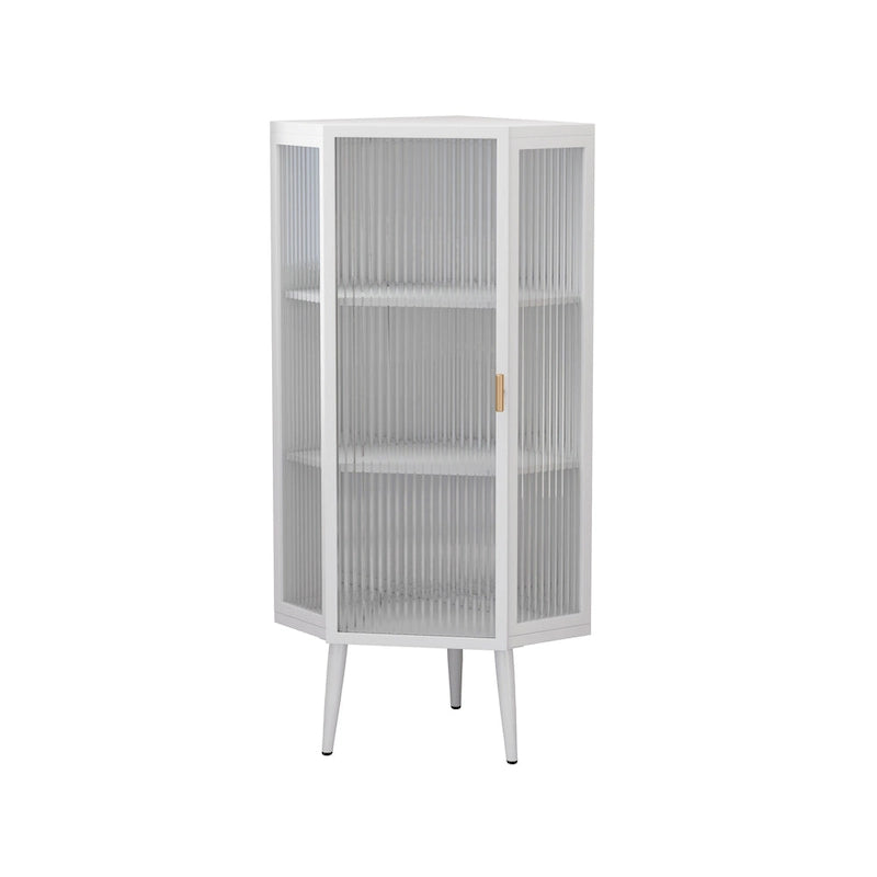 Meuble d'angle à 3 niveaux avec porte vitrée