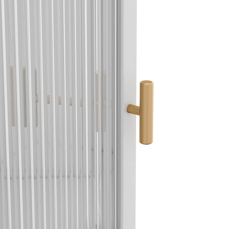 Meuble d'angle à 3 niveaux avec porte vitrée
